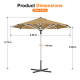 Patioslife Outdoor Umbrella — Square & Round | Heavy-Duty Aluminium Pole, Double-Vented Canopy | 2.7m, 3m & 3.35m