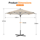 Patioslife Outdoor Umbrella — Square & Round | Heavy-Duty Aluminium Pole, Double-Vented Canopy | 2.7m, 3m & 3.35m