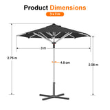 Patioslife Outdoor Umbrella — Square & Round | Heavy-Duty Aluminium Pole, Double-Vented Canopy | 2.7m, 3m & 3.35m