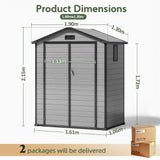 Outdoor Storage Shed with Floor Patioslife YardVault , All-Weather Waterproof Plastic Garden Shed  in Resin with Lock and Window for Backyard, Heavy-Duty Storage Shed for Tools, Bikes & Lawn Equipment