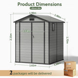 Outdoor Storage Shed with Floor Patioslife YardVault , All-Weather Waterproof Plastic Garden Shed  in Resin with Lock and Window for Backyard, Heavy-Duty Storage Shed for Tools, Bikes & Lawn Equipment
