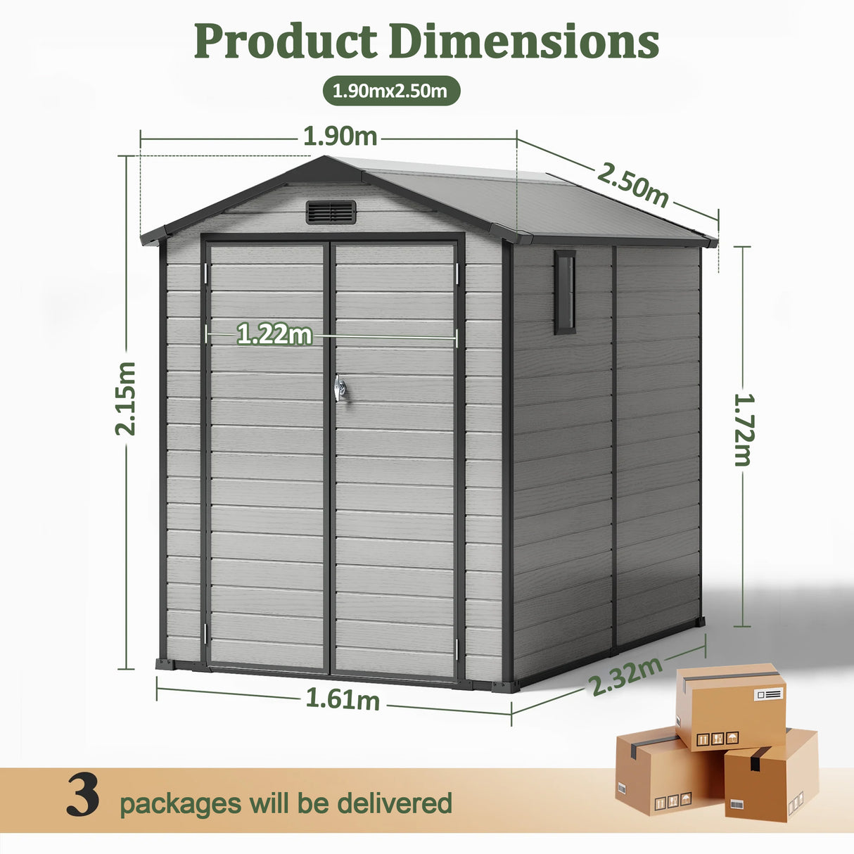 Patioslife YardVault Resin Garden Storage Shed with Bulid-in Floor, Lock & Window