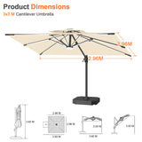 Patioslife Aegis Premium Coastal Series Cantilever Umbrella with Integrated LED Strip Lighting, Fibreglass Ribs & Aluminium Frame — Luxury Shade Built for Australian Outdoors