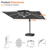 Patioslife Aegis Premium Coastal Series Cantilever Umbrella with Integrated LED Strip Lighting, Fibreglass Ribs & Aluminium Frame — Luxury Shade Built for Australian Outdoors
