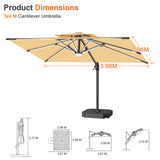 Patioslife Aegis Premium Coastal Series Cantilever Umbrella with Integrated LED Strip Lighting, Fibreglass Ribs & Aluminium Frame — Luxury Shade Built for Australian Outdoors