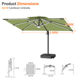 Patioslife Aegis Premium Coastal Series Cantilever Umbrella with Integrated LED Strip Lighting, Fibreglass Ribs & Aluminium Frame — Luxury Shade Built for Australian Outdoors