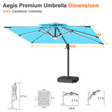 Patioslife Aegis Premium Cantilever Umbrella with Full-Rib LED Strip Lighting, Fibreglass Ribs, Powder-Coated Aluminium Pole— Luxury Garden & Patio Shade