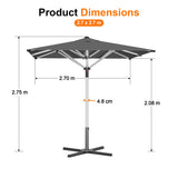 Patioslife Outdoor Umbrella — Square & Round | Heavy-Duty Aluminium Pole, Double-Vented Canopy | 2.7m, 3m & 3.35m