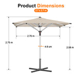 Patioslife Outdoor Umbrella — Square & Round | Heavy-Duty Aluminium Pole, Double-Vented Canopy | 2.7m, 3m & 3.35m