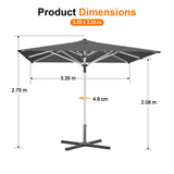 Patioslife Outdoor Umbrella — Square & Round | Heavy-Duty Aluminium Pole, Double-Vented Canopy | 2.7m, 3m & 3.35m