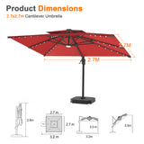 Patioslife Aegis Pro Cantilever Umbrella with LED Lights, Reinforced & Powder-Coated Aluminium Ribs and Pole — Perfect for Garden & Patio