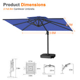 Patioslife Aegis Pro Cantilever Umbrella with Cross Base — Heavy-Duty Frame & Powder-Coated Aluminium Pole for Garden & Patio