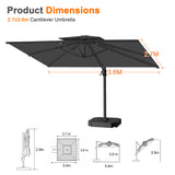 Patioslife Aegis Pro Cantilever Umbrella with Cross Base — Heavy-Duty Frame & Powder-Coated Aluminium Pole for Garden & Patio