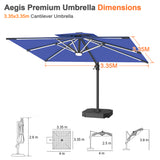 Patioslife Aegis Premium Cantilever Umbrella with Full-Rib LED Strip Lighting, Fibreglass Ribs, Powder-Coated Aluminium Pole— Luxury Garden & Patio Shade