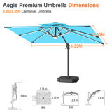 Patioslife Aegis Premium Cantilever Umbrella with Full-Rib LED Strip Lighting, Fibreglass Ribs, Powder-Coated Aluminium Pole— Luxury Garden & Patio Shade