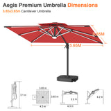Patioslife Aegis Premium Cantilever Umbrella with Full-Rib LED Strip Lighting, Fibreglass Ribs, Powder-Coated Aluminium Pole— Luxury Garden & Patio Shade