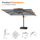 Patioslife Aegis Pro Cantilever Umbrella with Cross Base — Heavy-Duty Frame & Powder-Coated Aluminium Pole for Garden & Patio