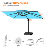 Patioslife Aegis Pro Cantilever Umbrella with Cross Base — Heavy-Duty Frame & Powder-Coated Aluminium Pole for Garden & Patio
