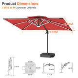 Patioslife Aegis Premium Coastal Series Cantilever Umbrella with Integrated LED Strip Lighting, Fibreglass Ribs & Aluminium Frame — Luxury Shade Built for Australian Outdoors