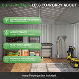 Patioslife Metal Garden Shed – Galvanised Steel Outdoor Storage Shed, All-Weather Backyard Storage Unit