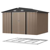 Patioslife Metal Garden Shed – Galvanised Steel Outdoor Storage Shed, All-Weather Backyard Storage Unit