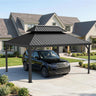 Patioslife Aluminium Carport with Steel Roof – Weatherproof Canopy for Cars, Motorbikes & Campervans