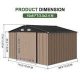 Patioslife Metal Garden Shed – Galvanised Steel Outdoor Storage Shed, All-Weather Backyard Storage Unit