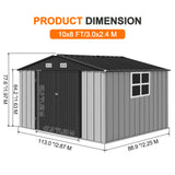 Patioslife YardVault Pro Heavy-Duty Galvanised Steel Garden Shed with Window & Lockable Door, Rust-Resistant Outdoor Tool Shed