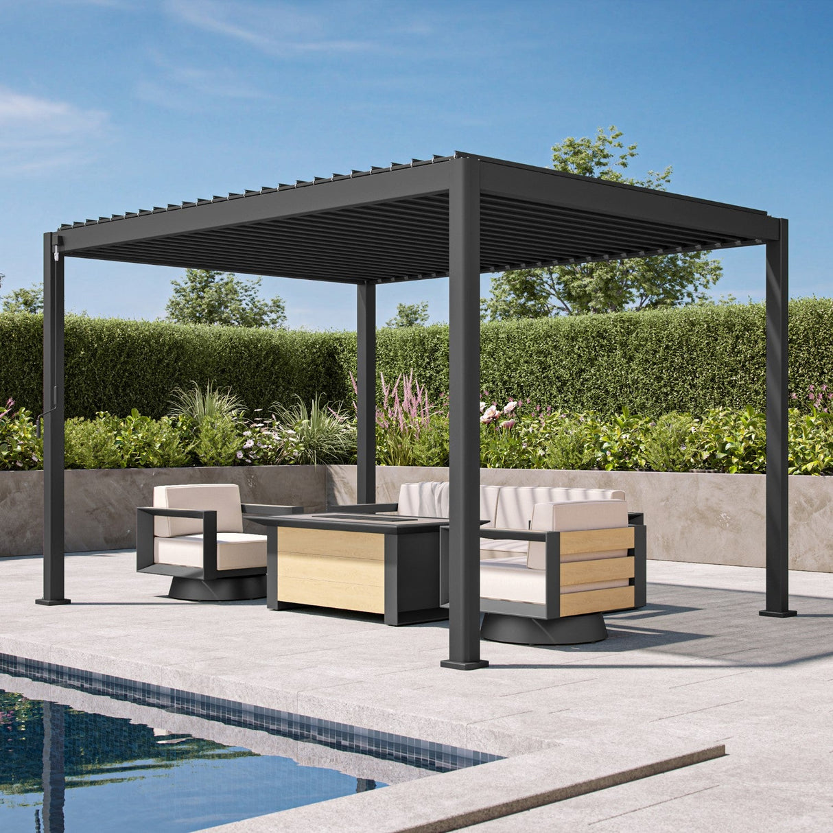 Patioslife Atlantic™ | 3 x 4m Heavy-Duty Aluminium Louvered Pergola, Freestanding Weather-Resistant Shelter for Backyard & Poolside