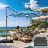 Patioslife Aegis Pro All-in-One Shade Round Cantilever Patio Umbrella with solar LED lights | Premium Cover | Large Base