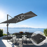 Patioslife Aegis Premium Cantilever Umbrella with Full-Rib LED Strip Lighting, Fibreglass Ribs, Powder-Coated Aluminium Pole— Luxury Garden & Patio Shade