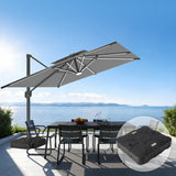 Patioslife Aegis Premium Cantilever Umbrella with Full-Rib LED Strip Lighting, Fibreglass Ribs, Powder-Coated Aluminium Pole— Luxury Garden & Patio Shade