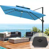 Patioslife Aegis Pro Cantilever Umbrella with LED Lights, Fibreglass Ribs & Powder-Coated Aluminium Pole — Perfect for Garden & Patio