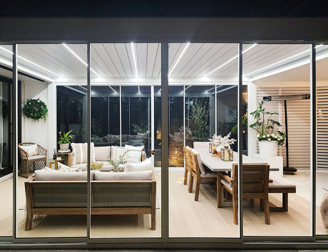 Patioslife Atlantic™ | Freestanding Pergola with Glass Sliding Door – Aluminium Outdoor Room for Patios, Gardens & Entertaining Spaces
