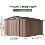 Patioslife Metal Garden Shed – Galvanised Steel Outdoor Storage Shed, All-Weather Backyard Storage Unit