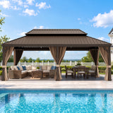 Patioslife Luxury Haven Coastal Hardtop Gazebo | Designed for Australian Outdoor Conditions with 120×120mm Aluminium Posts, Drainage Gutters, Double Vented Roof & Curtains