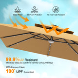 3x3m Square Cantilever Umbrella 2-Tier with Umbrella Cover for Outdoor Garden Pool Use UV Resistant