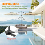 Patioslife Aegis Pro™ All-in-One Shade Round Cantilever Patio Umbrella with solar LED lights | Premium Cover | Large Base