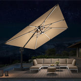 Patioslife Aegis Premium Cantilever Umbrella with Full-Rib LED Strip Lighting, Fibreglass Ribs, Powder-Coated Aluminium Pole— Luxury Garden & Patio Shade