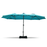 Patioslife Horizon Haven™ 4.6x2.7m Double-Sided Patio Umbrella with LED Lights base and cover