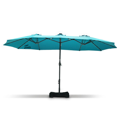 Patioslife Horizon Haven™ 4.6x2.7m Double-Sided Patio Umbrella with LED Lights base and cover