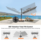 Patioslife Aegis Signature Rotating Cantilever Patio Umbrella with Adjustable Tilt | Large Outdoor Shade Umbrella for Garden, Deck & Poolside,  Includes Free Premium Cover