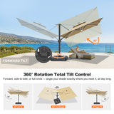 Patioslife Aegis Signature Rotating Cantilever Patio Umbrella with Adjustable Tilt | Large Outdoor Shade Umbrella for Garden, Deck & Poolside,  Includes Free Premium Cover