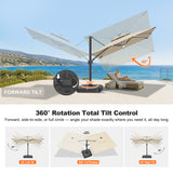 Patioslife Aegis Signature Rotating Cantilever Patio Umbrella with Adjustable Tilt | Large Outdoor Shade Umbrella for Garden, Deck & Poolside,  Includes Free Premium Cover