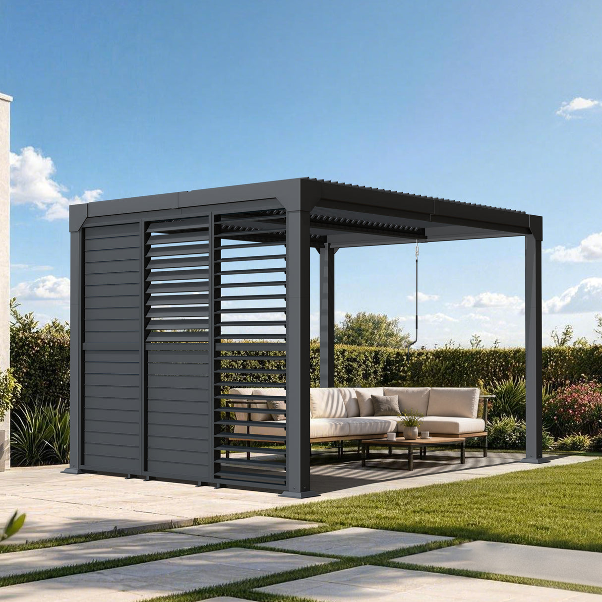 Patioslife Atlantic Series Aluminium Louvre Side Panel – Pergola Sidewall with Adjustable Louvers for Privacy, Shade and Wind Protection