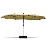 Patioslife Horizon Haven™ 4.6x2.7m Double-Sided Patio Umbrella with LED Lights base and cover