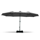 Patioslife Horizon Haven™ 4.6x2.7m Double-Sided Patio Umbrella with LED Lights base and cover