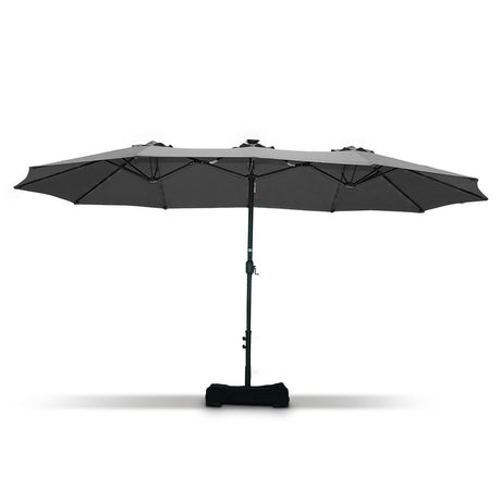 Patioslife Horizon Haven™ 4.6x2.7m Double-Sided Patio Umbrella with LED Lights base and cover