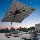 3x3m Square Cantilever Umbrella 2-Tier with Umbrella Cover & LED lights for Outdoor Garden Pool Use