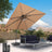 3x3m Square Cantilever Umbrella 2-Tier with Umbrella Cover for Outdoor Garden Pool Use